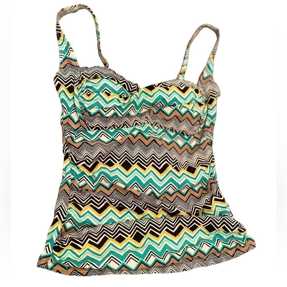 La Blanca Tankini Top Size 4 Padded Bra Adj Straps